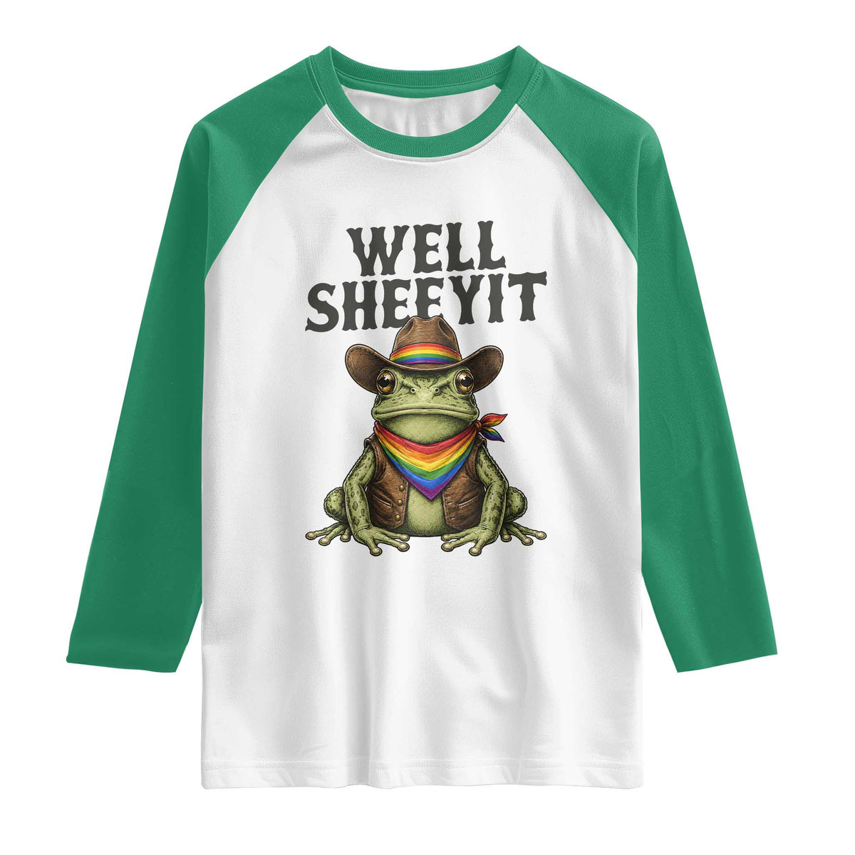 Pride Frog LGBT Rainbow Raglan Shirt Well Sheeyit Country Western