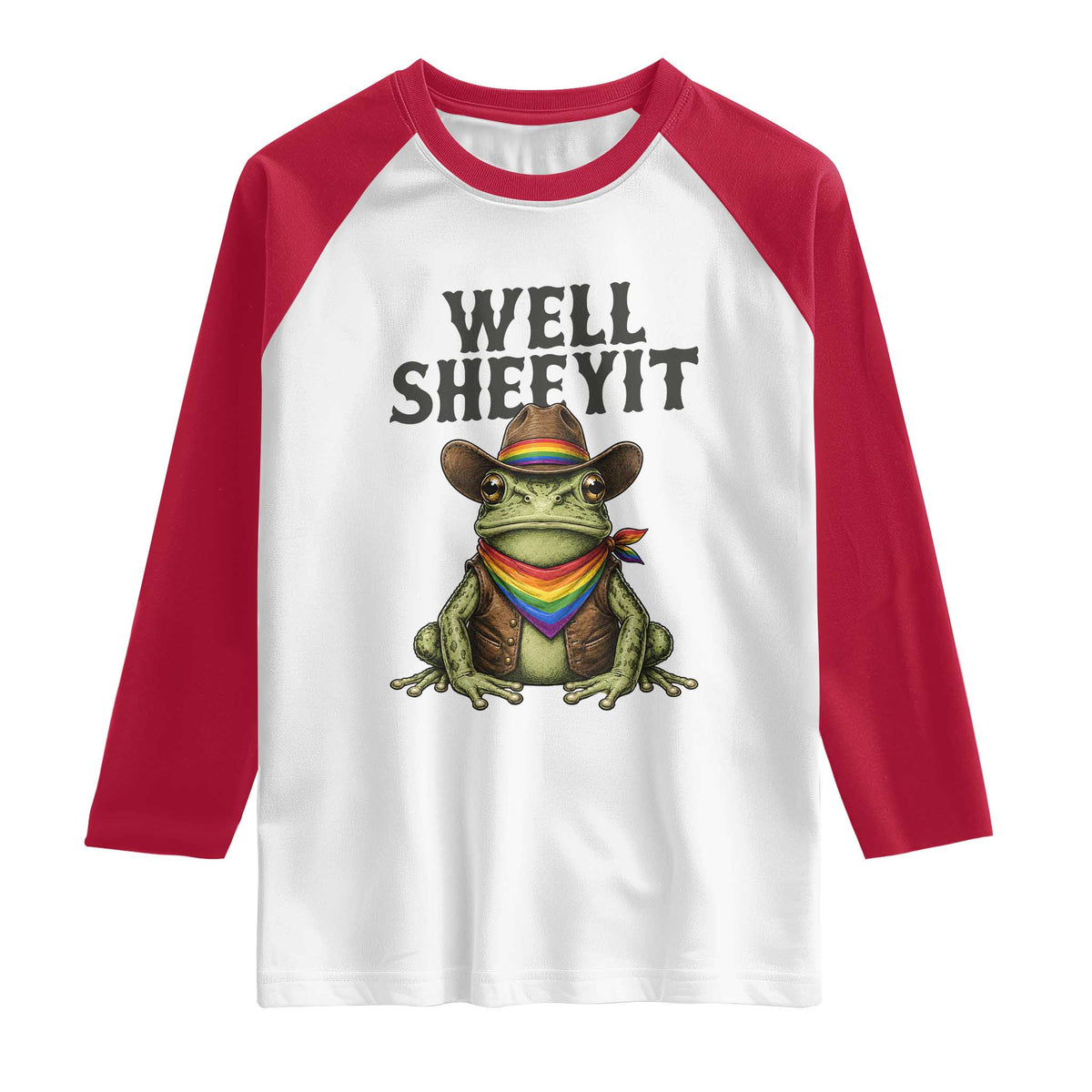 Pride Frog LGBT Rainbow Raglan Shirt Well Sheeyit Country Western
