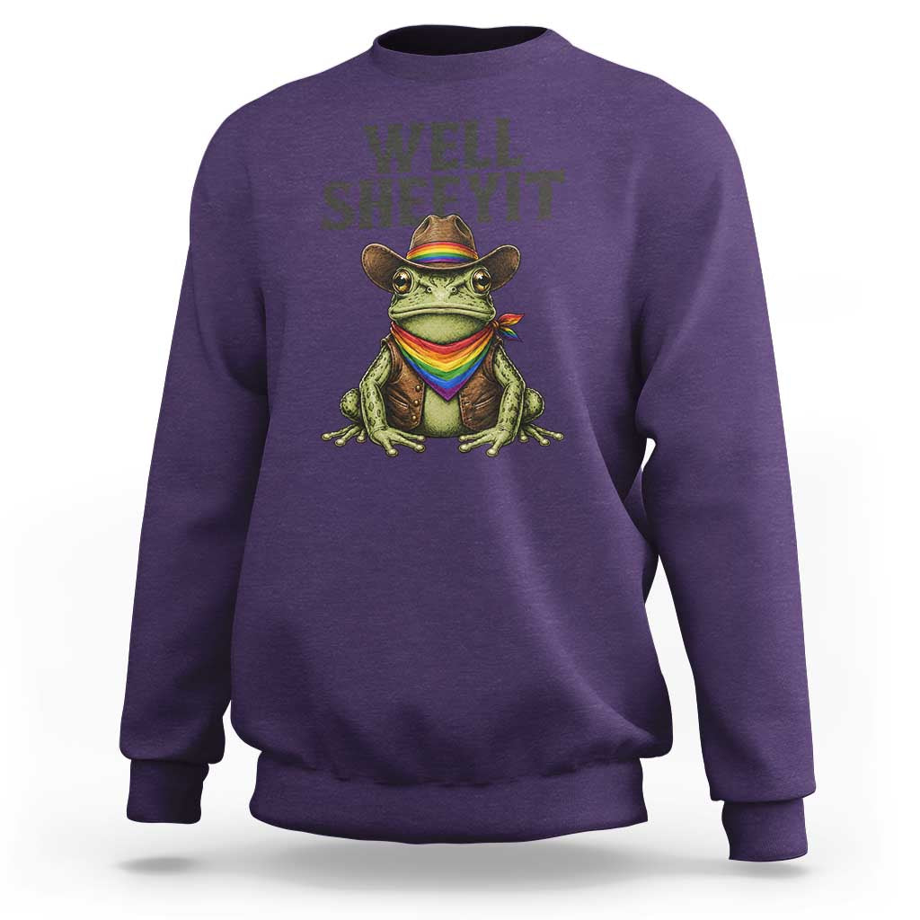 Pride Frog LGBT Rainbow Sweatshirt Well Sheeyit Country Western
