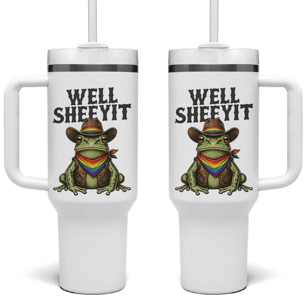 Pride Frog LGBT Rainbow Tumbler With Handle Well Sheeyit Country Western