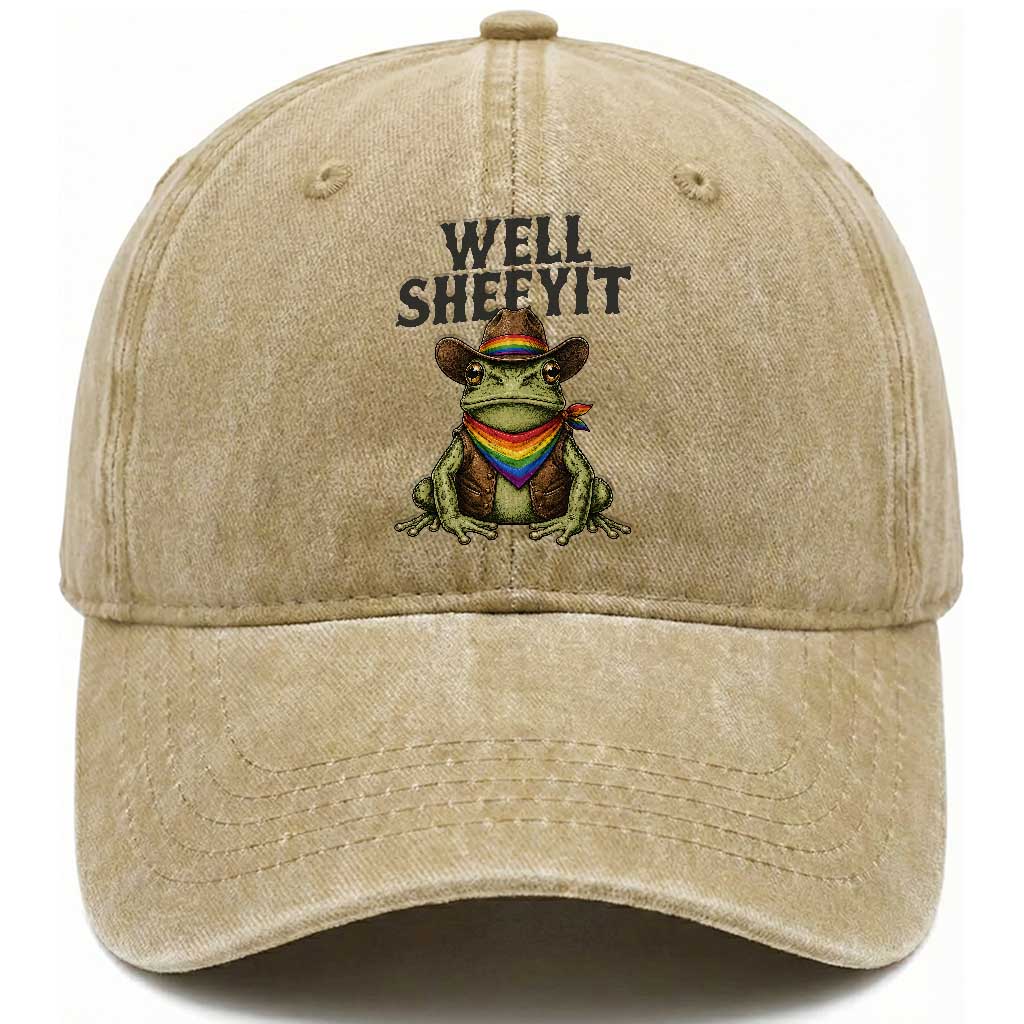 Pride Frog LGBT Rainbow Washed Cotton Baseball Cap Well Sheeyit Country Western