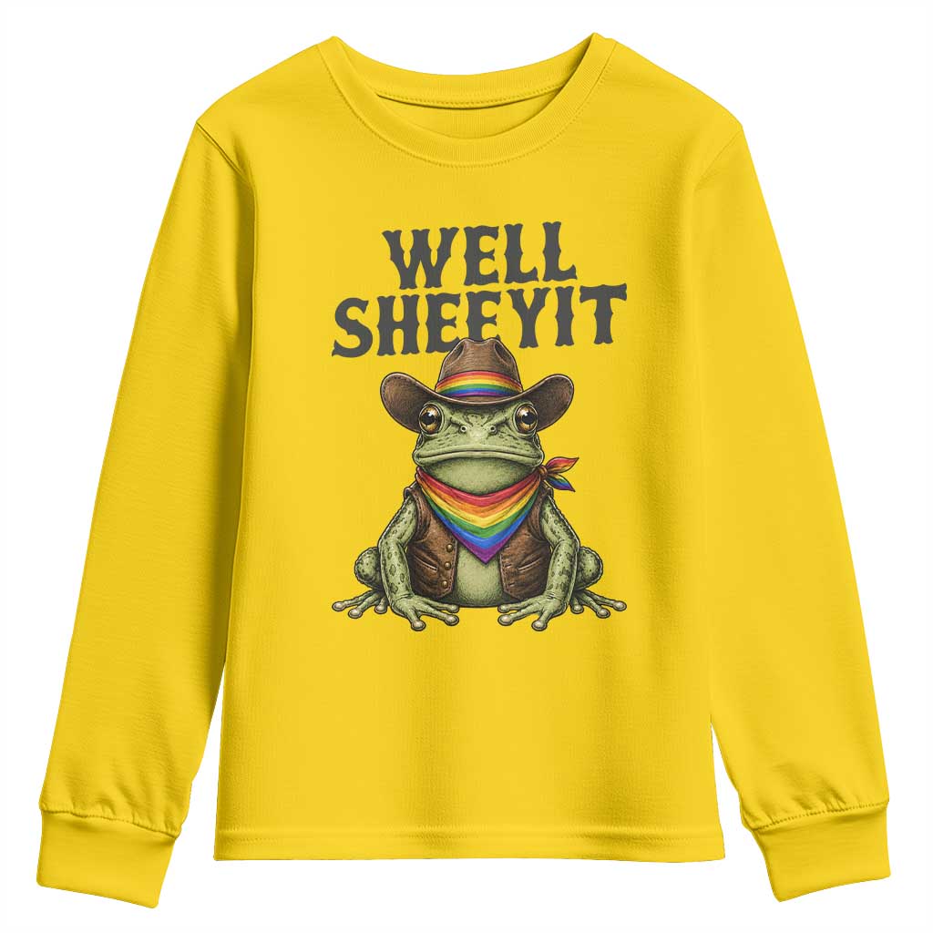 Pride Frog LGBT Rainbow Youth Sweatshirt Well Sheeyit Country Western