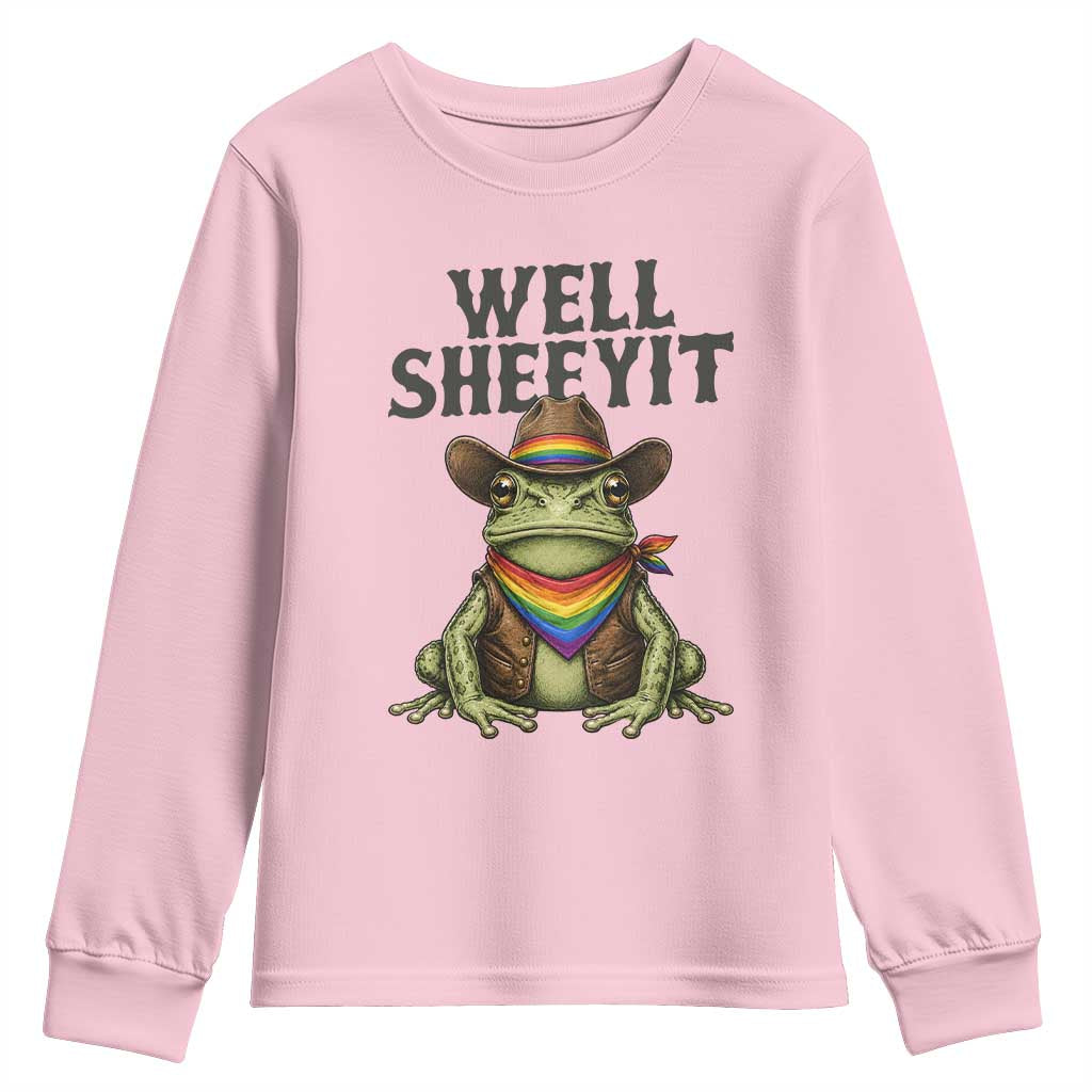 Pride Frog LGBT Rainbow Youth Sweatshirt Well Sheeyit Country Western