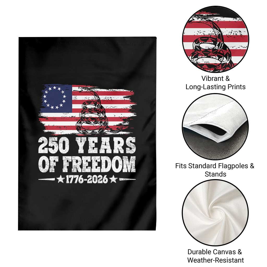 250 Years Of Freedom Garden Flag Gadsden Flag American Patriot US