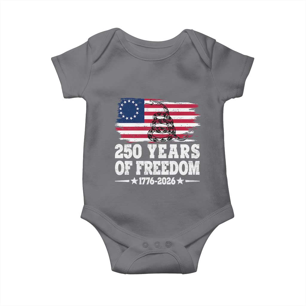 250 Years Of Freedom Baby Onesie Gadsden Flag American Patriot US