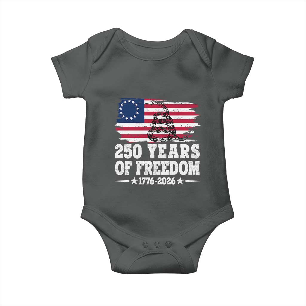 250 Years Of Freedom Baby Onesie Gadsden Flag American Patriot US