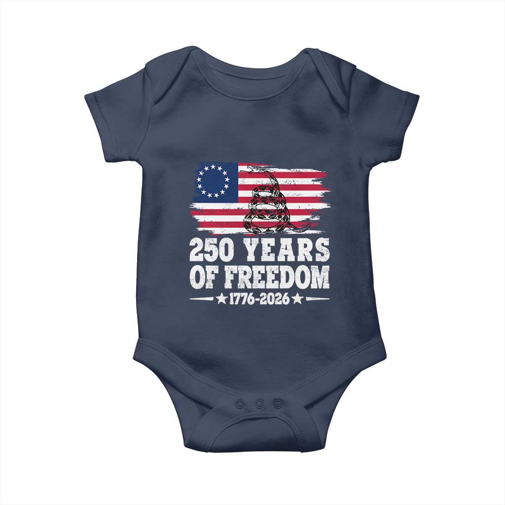 250 Years Of Freedom Baby Onesie Gadsden Flag American Patriot US
