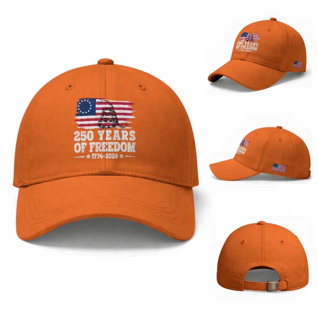 250 Years Of Freedom Baseball Cap Gadsden Flag American Patriot US