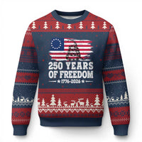 250 Years Of Freedom Ugly Christmas Sweater Gadsden Flag American Patriot US