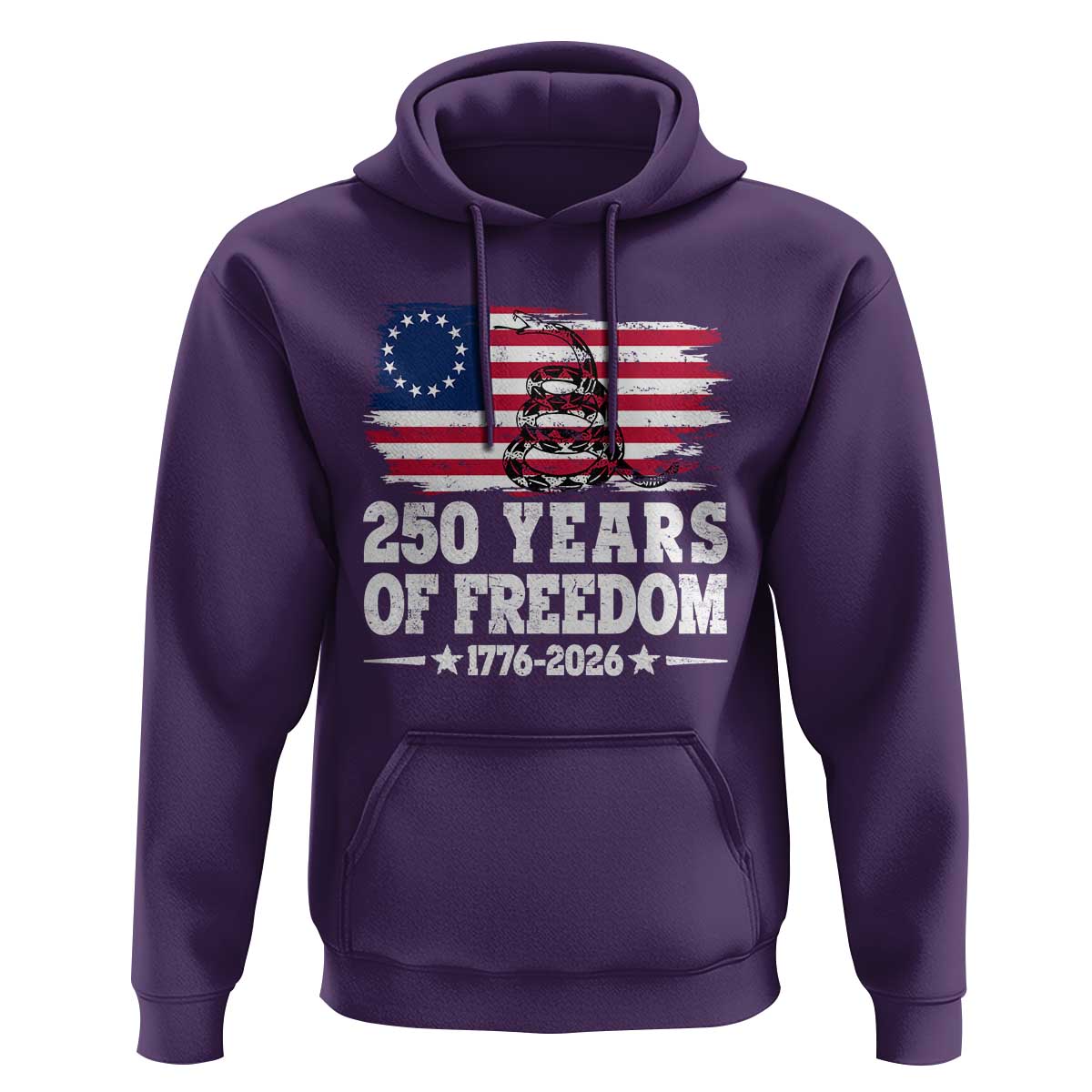 250 Years Of Freedom Hoodie Gadsden Flag American Patriot US