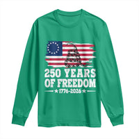 250 Years Of Freedom Long Sleeve Shirt Gadsden Flag American Patriot US
