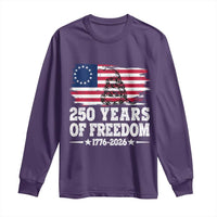 250 Years Of Freedom Long Sleeve Shirt Gadsden Flag American Patriot US
