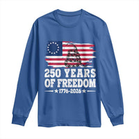 250 Years Of Freedom Long Sleeve Shirt Gadsden Flag American Patriot US