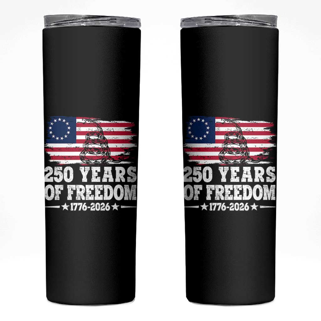 250 Years Of Freedom Skinny Tumbler Gadsden Flag American Patriot US