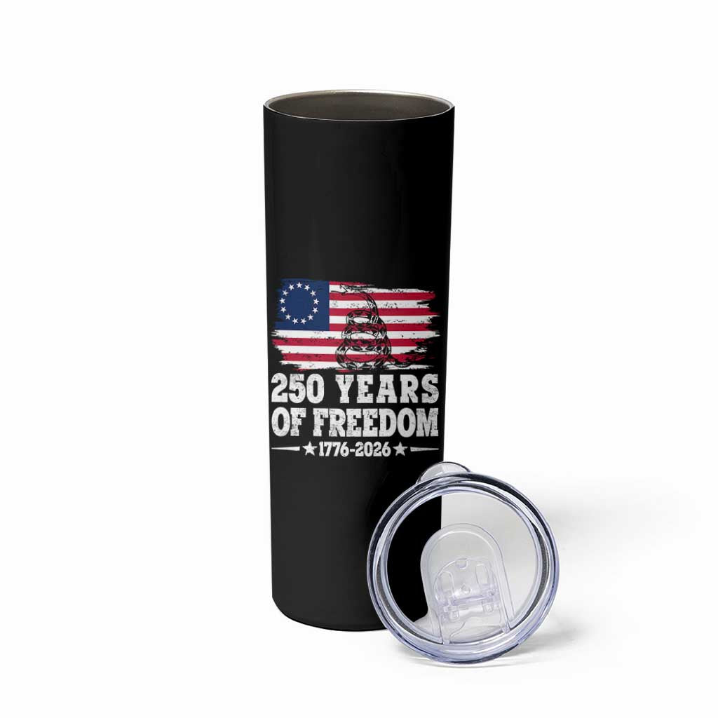 250 Years Of Freedom Skinny Tumbler Gadsden Flag American Patriot US