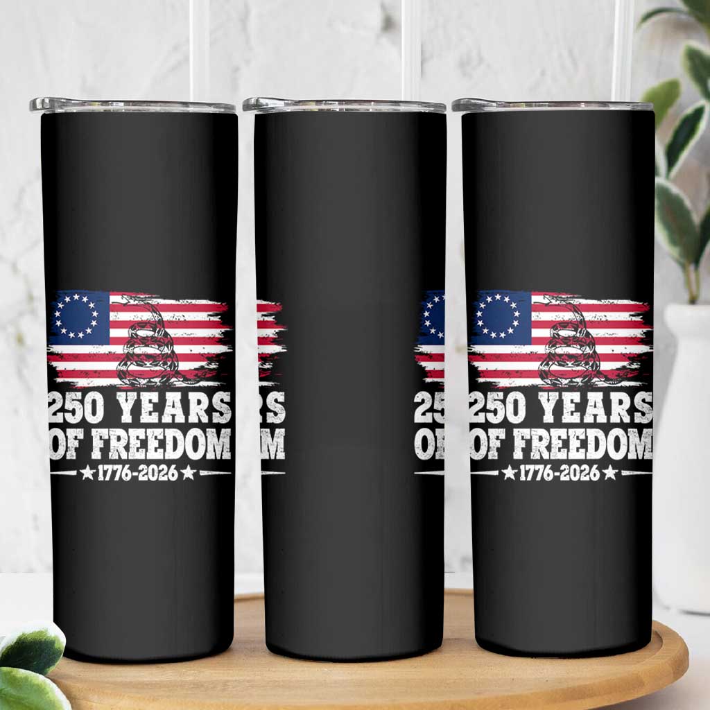 250 Years Of Freedom Skinny Tumbler Gadsden Flag American Patriot US