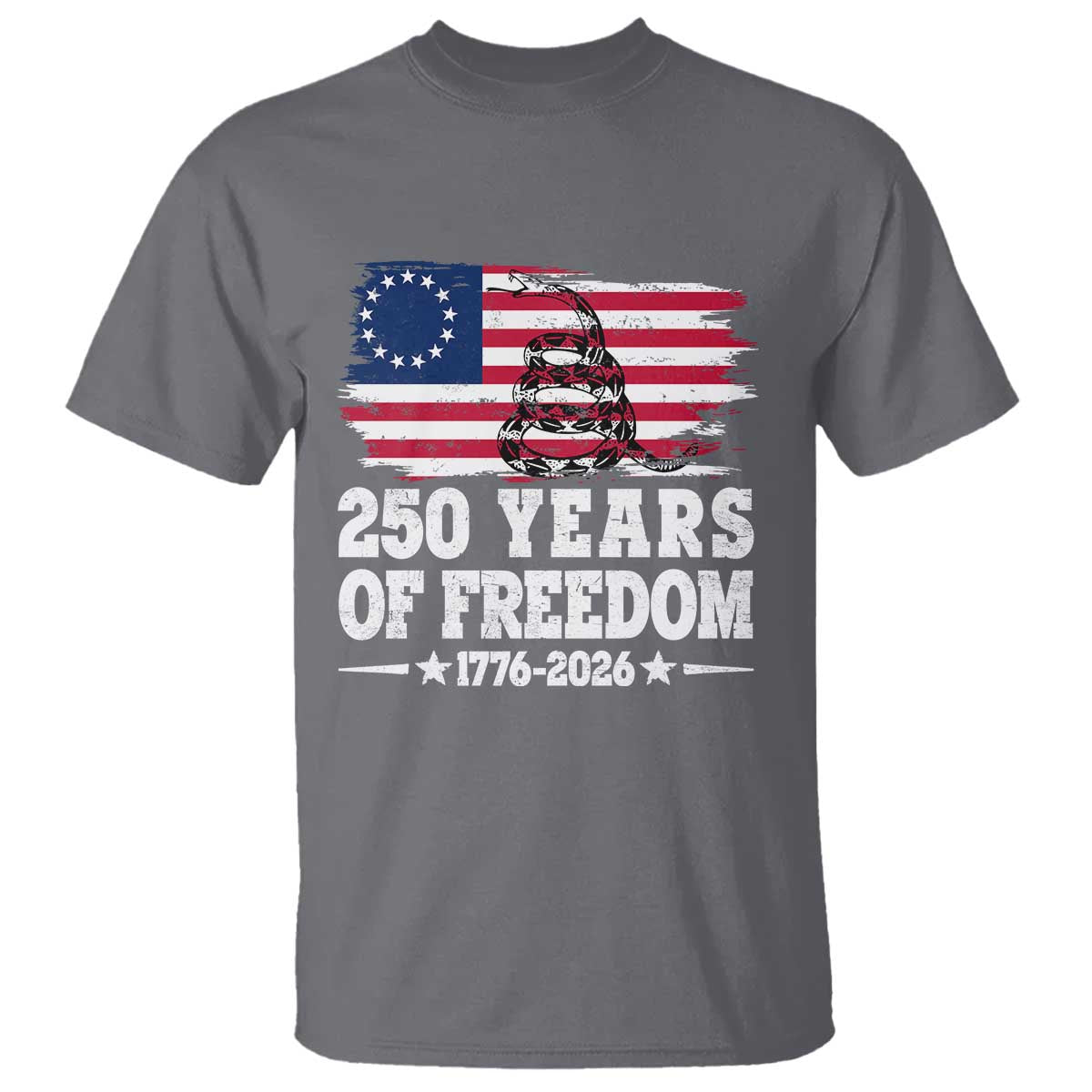 250 Years Of Freedom T Shirt Gadsden Flag American Patriot US