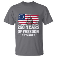 250 Years Of Freedom T Shirt Gadsden Flag American Patriot US