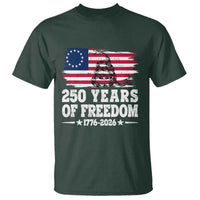 250 Years Of Freedom T Shirt Gadsden Flag American Patriot US