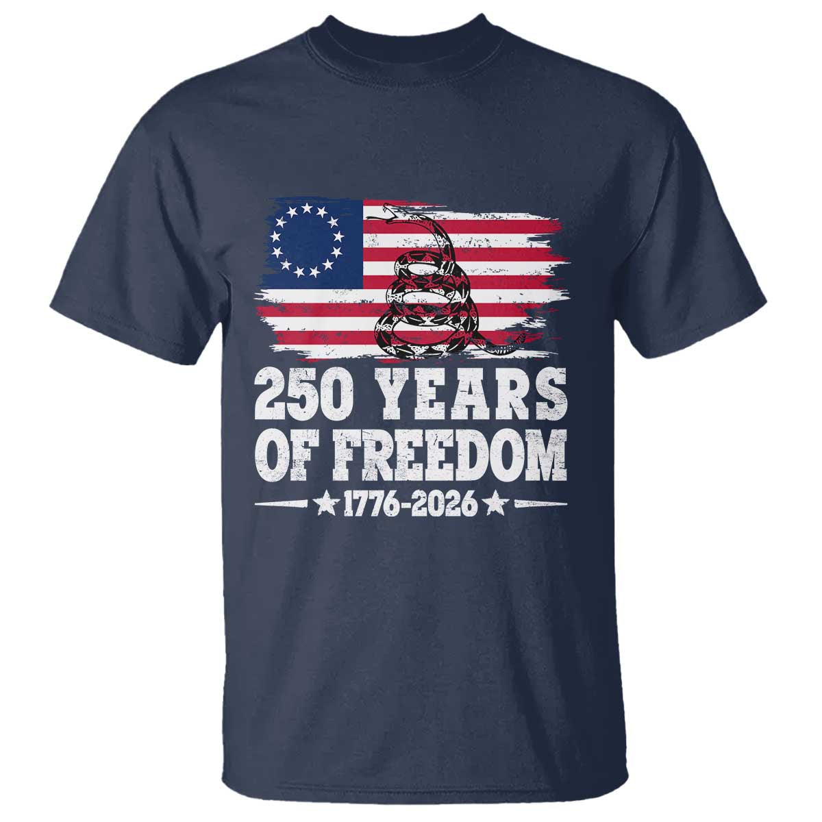 250 Years Of Freedom T Shirt Gadsden Flag American Patriot US