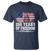 250 Years Of Freedom T Shirt Gadsden Flag American Patriot US