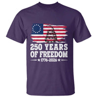 250 Years Of Freedom T Shirt Gadsden Flag American Patriot US