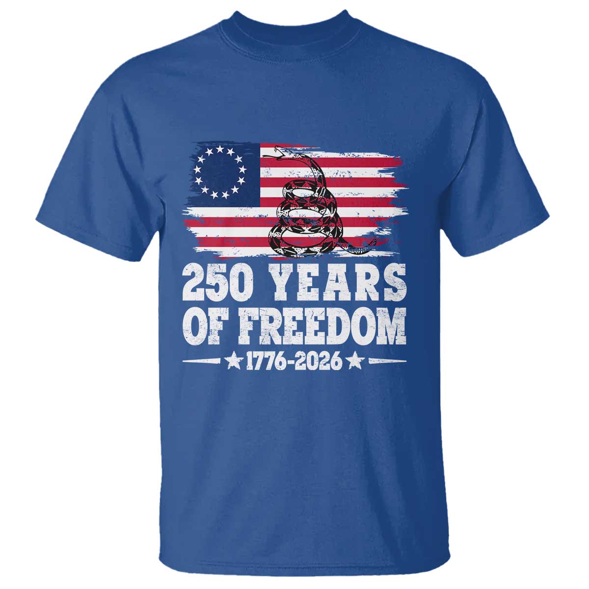250 Years Of Freedom T Shirt Gadsden Flag American Patriot US