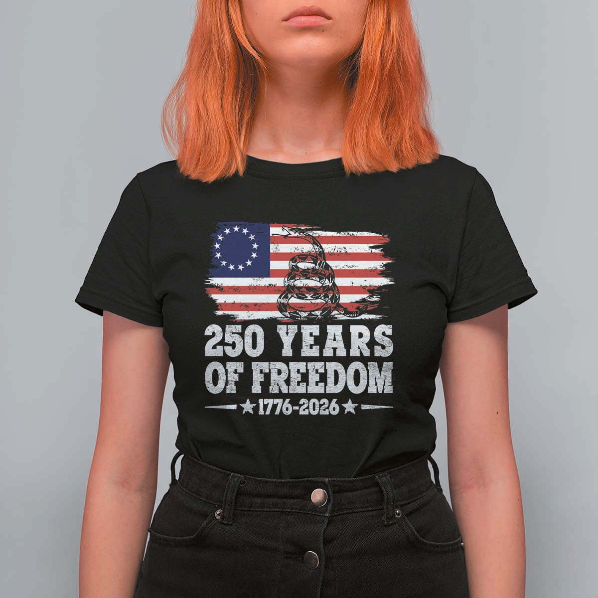 250 Years Of Freedom T Shirt For Women Gadsden Flag American Patriot US