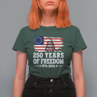 250 Years Of Freedom T Shirt For Women Gadsden Flag American Patriot US