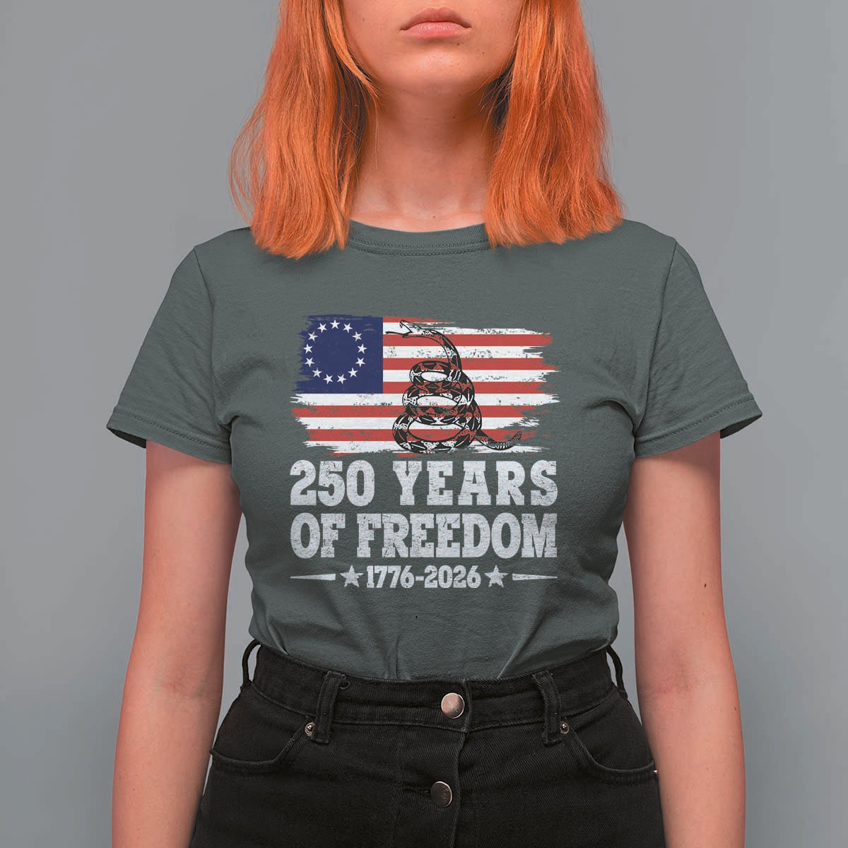 250 Years Of Freedom T Shirt For Women Gadsden Flag American Patriot US