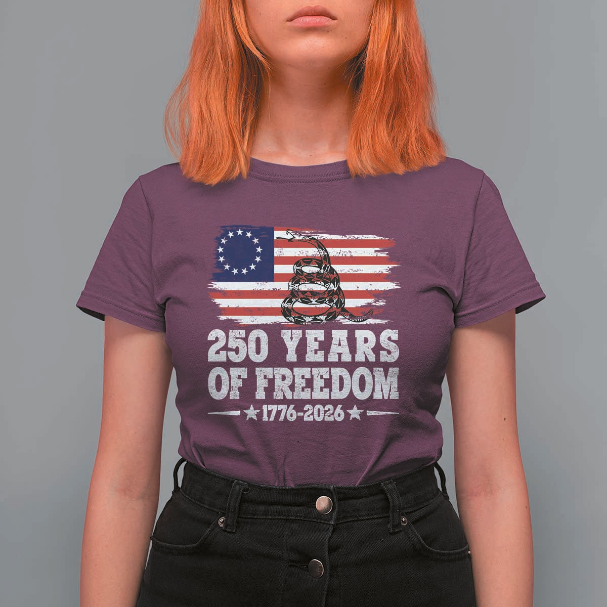 250 Years Of Freedom T Shirt For Women Gadsden Flag American Patriot US