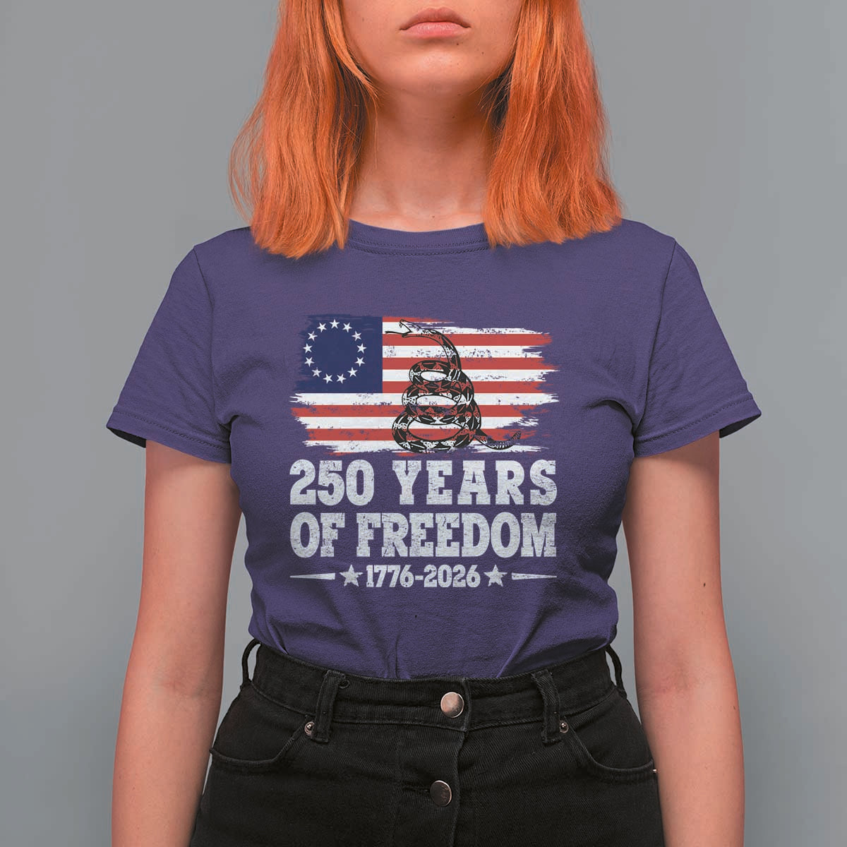 250 Years Of Freedom T Shirt For Women Gadsden Flag American Patriot US