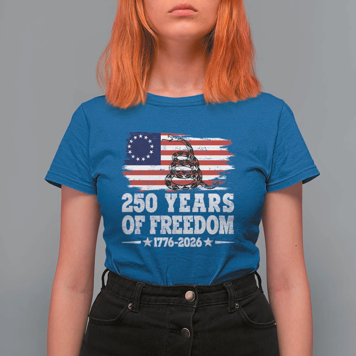 250 Years Of Freedom T Shirt For Women Gadsden Flag American Patriot US