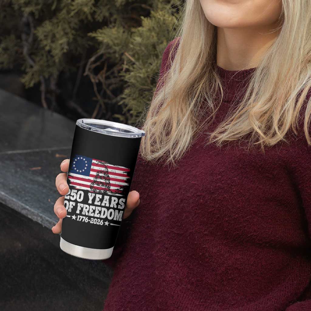 250 Years Of Freedom Tumbler Cup Gadsden Flag American Patriot US