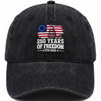 250 Years Of Freedom Washed Cotton Baseball Cap Gadsden Flag American Patriot US