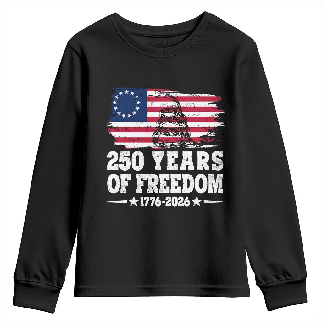 250 Years Of Freedom Youth Sweatshirt Gadsden Flag American Patriot US