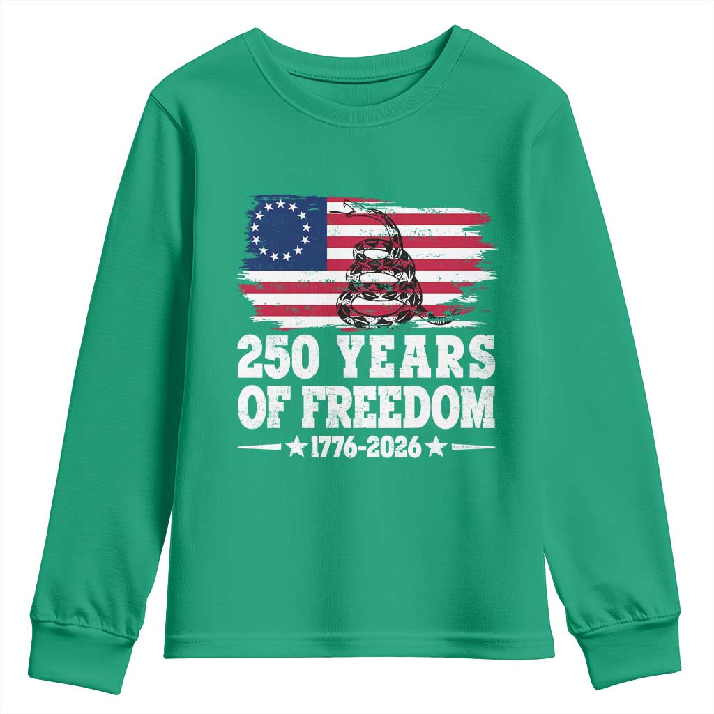 250 Years Of Freedom Youth Sweatshirt Gadsden Flag American Patriot US