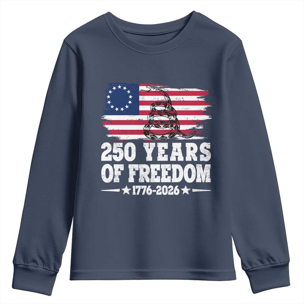250 Years Of Freedom Youth Sweatshirt Gadsden Flag American Patriot US