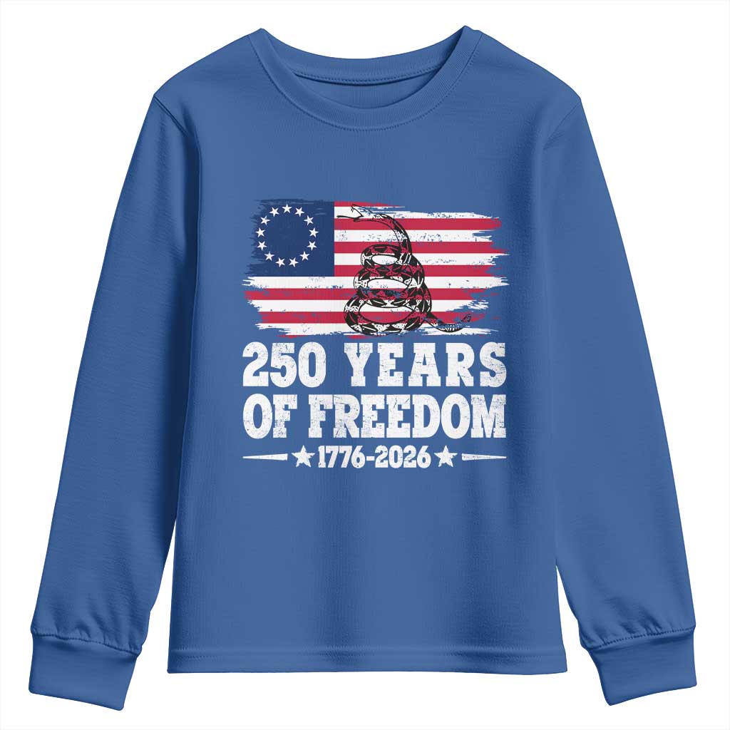 250 Years Of Freedom Youth Sweatshirt Gadsden Flag American Patriot US