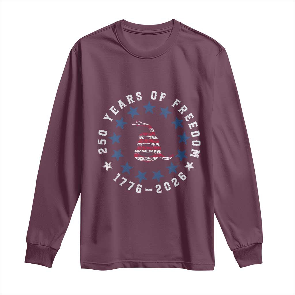 250 Years Of Freedom Long Sleeve Shirt Gadsden Betty Ross Flag Ring of Stars American Patriot US