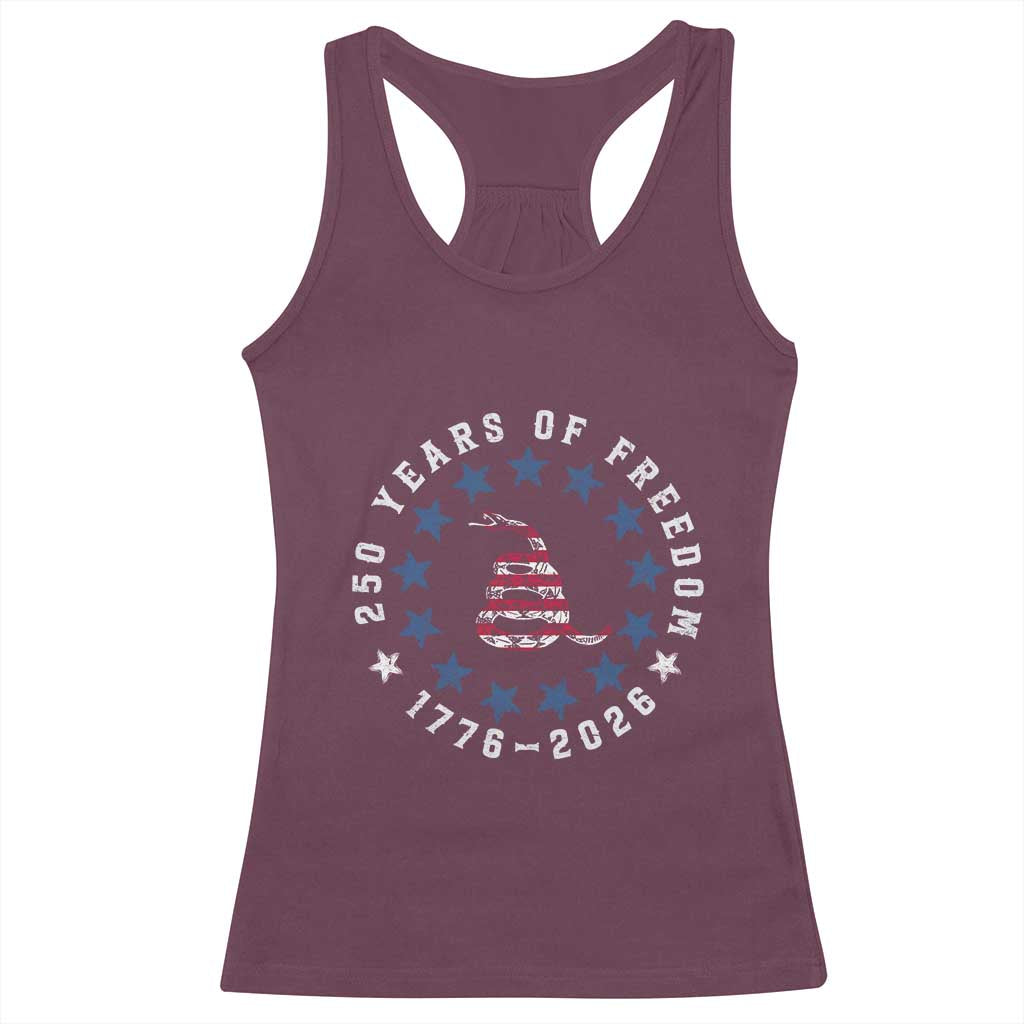 250 Years Of Freedom Racerback Tank Top Gadsden Betty Ross Flag Ring of Stars American Patriot US