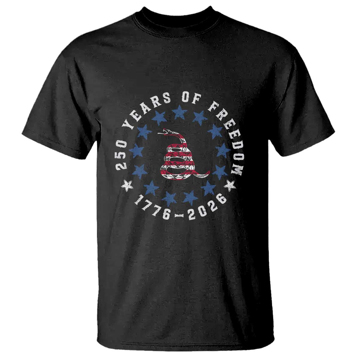 250 Years Of Freedom T Shirt Gadsden Betty Ross Flag Ring of Stars American Patriot US