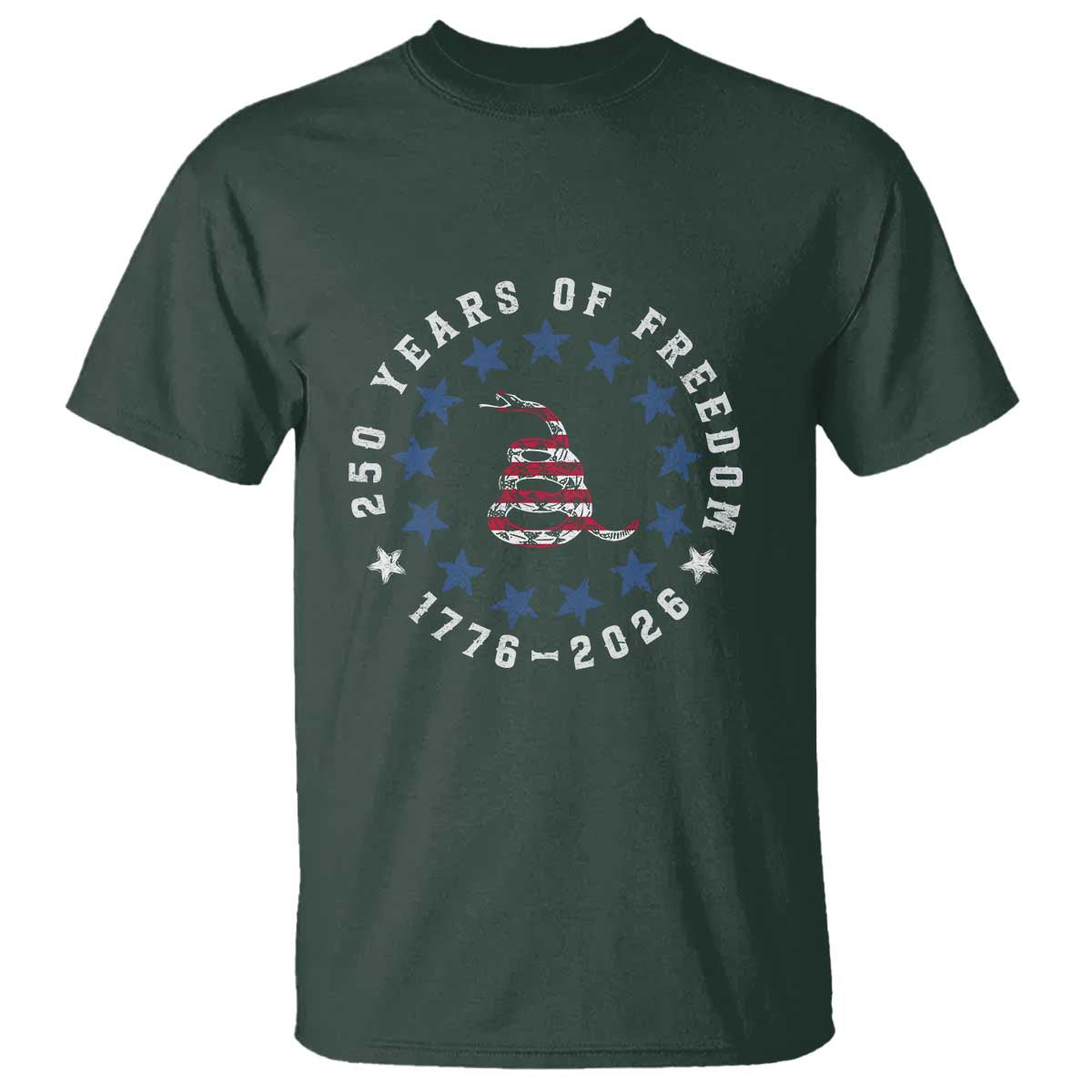 250 Years Of Freedom T Shirt Gadsden Betty Ross Flag Ring of Stars American Patriot US