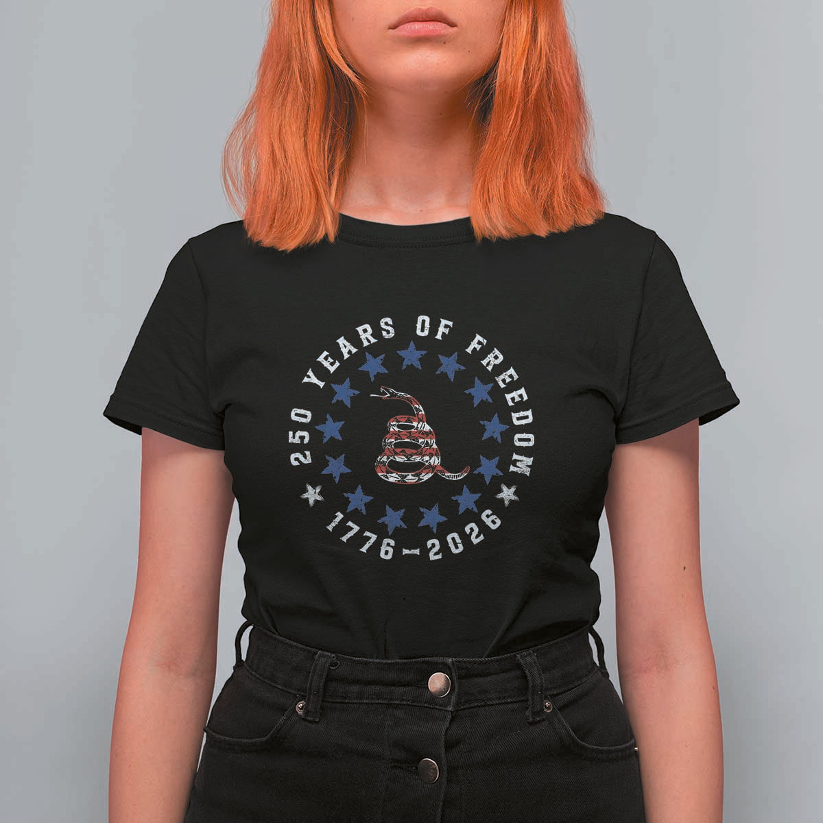 250 Years Of Freedom T Shirt For Women Gadsden Betty Ross Flag Ring of Stars American Patriot US