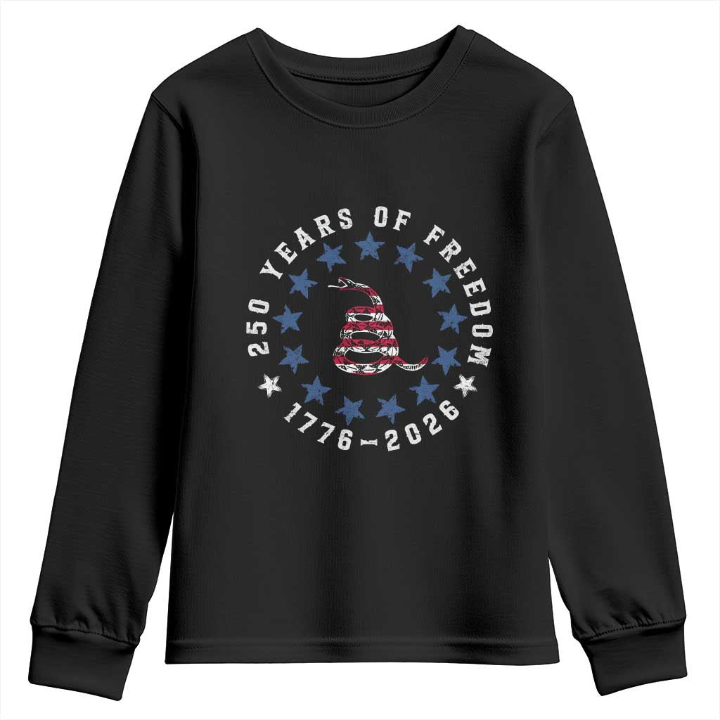 250 Years Of Freedom Youth Sweatshirt Gadsden Betty Ross Flag Ring of Stars American Patriot US