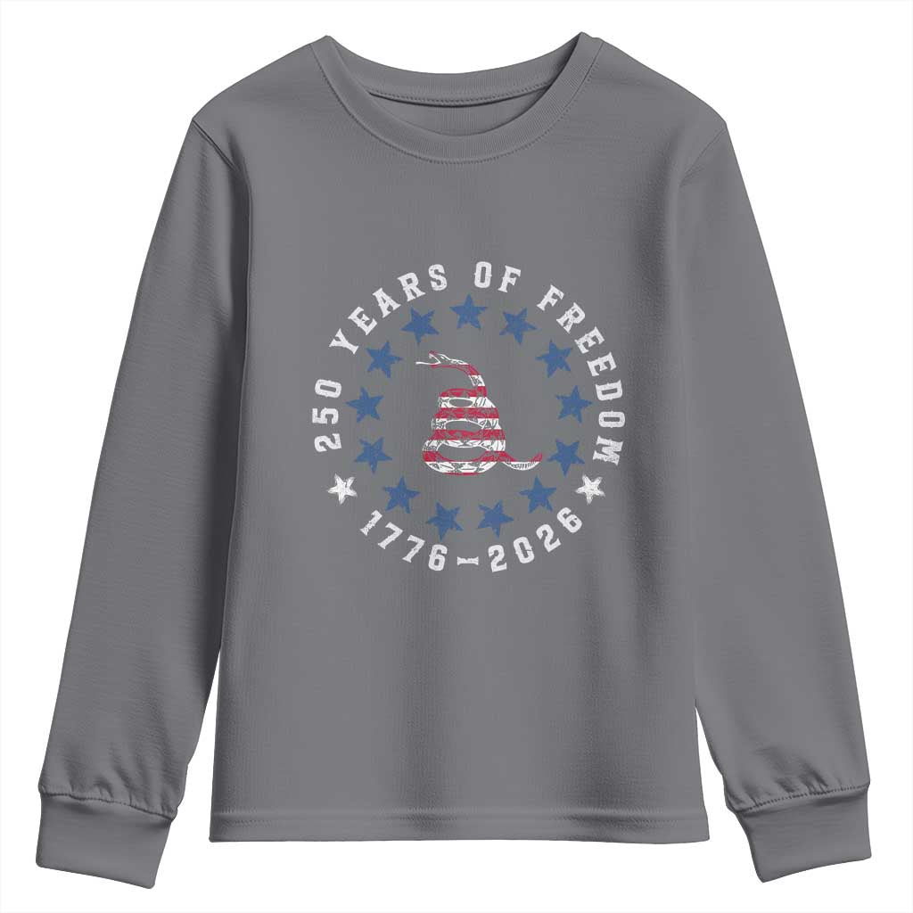 250 Years Of Freedom Youth Sweatshirt Gadsden Betty Ross Flag Ring of Stars American Patriot US