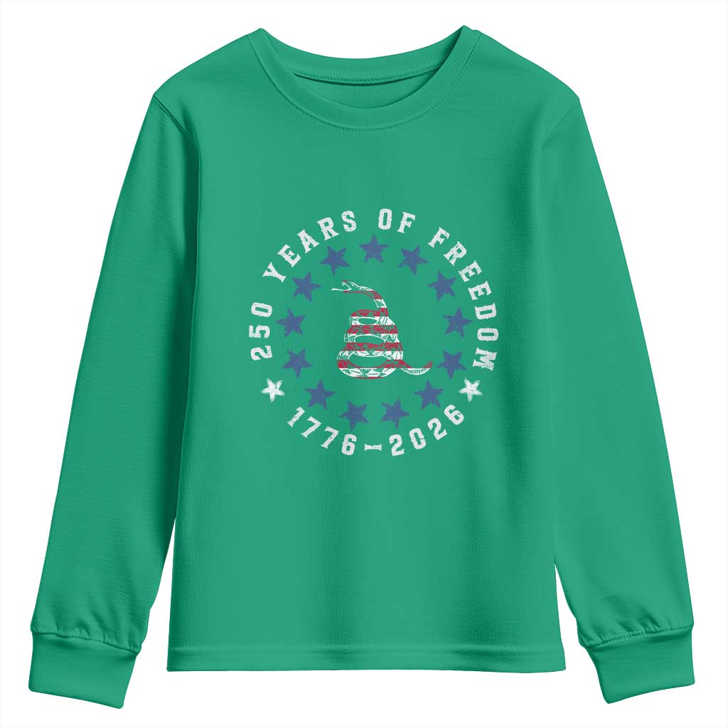 250 Years Of Freedom Youth Sweatshirt Gadsden Betty Ross Flag Ring of Stars American Patriot US