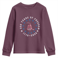 250 Years Of Freedom Youth Sweatshirt Gadsden Betty Ross Flag Ring of Stars American Patriot US