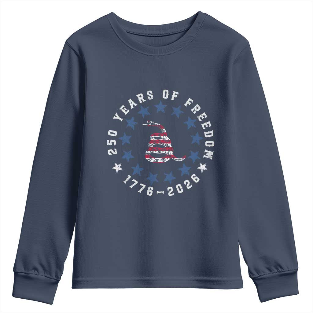 250 Years Of Freedom Youth Sweatshirt Gadsden Betty Ross Flag Ring of Stars American Patriot US