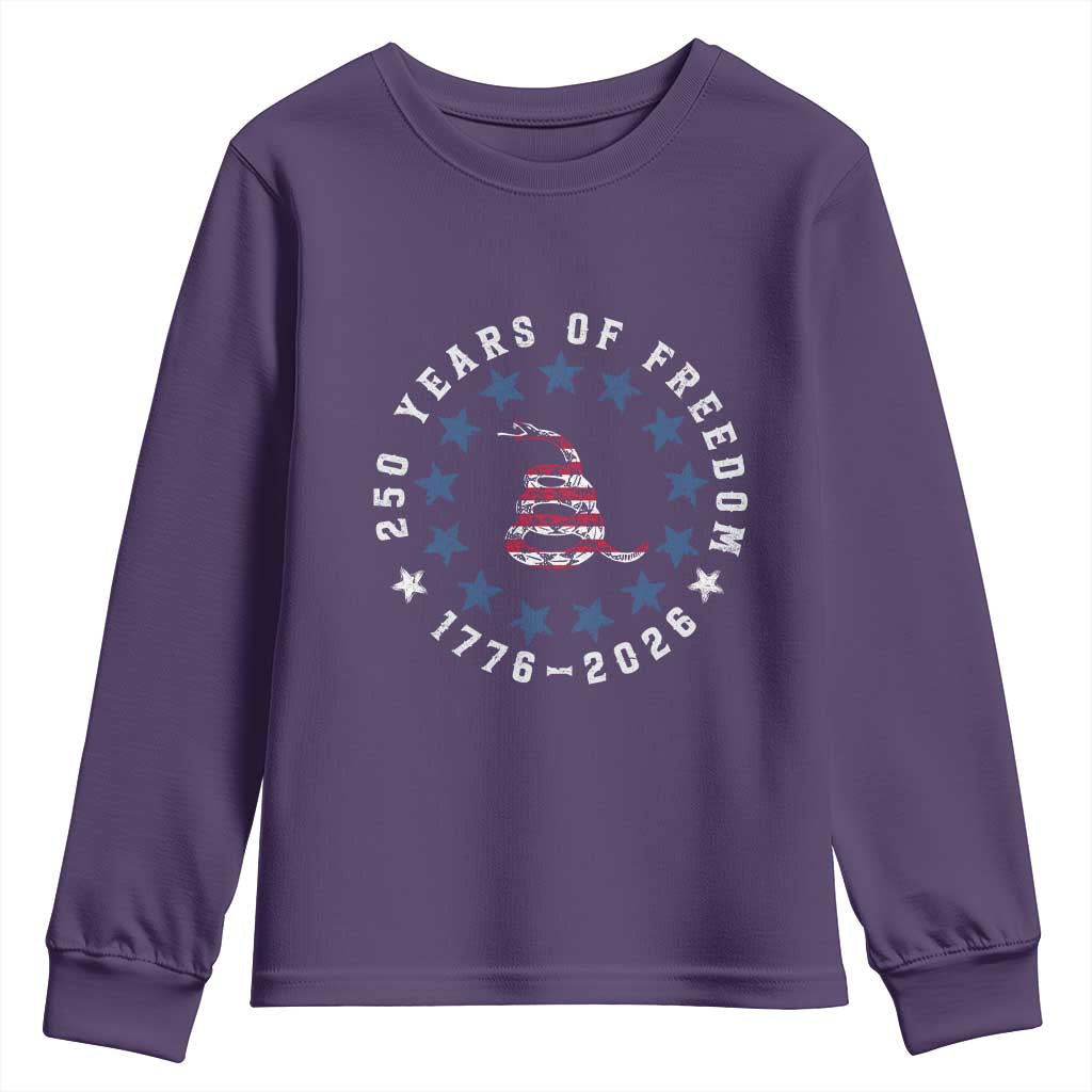 250 Years Of Freedom Youth Sweatshirt Gadsden Betty Ross Flag Ring of Stars American Patriot US